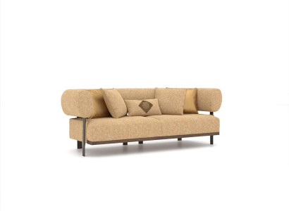 Design Beige Sofa Two-seater Couch Luxury Furniture Textile Furnishings Upholstered furniture